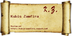Kubis Zamfira névjegykártya